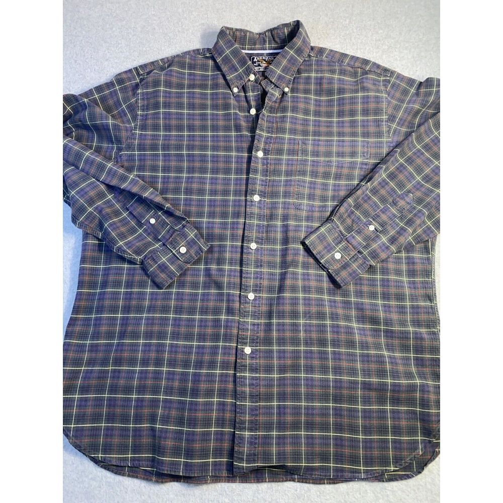 VTG, American Living Men's Button Down Shirt, Plaid, Long Sleeves, Collar, XL‎